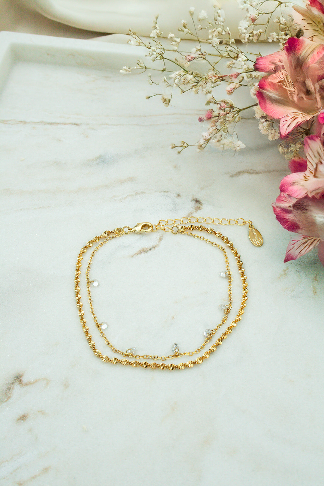 Double crystal twisted bracelet