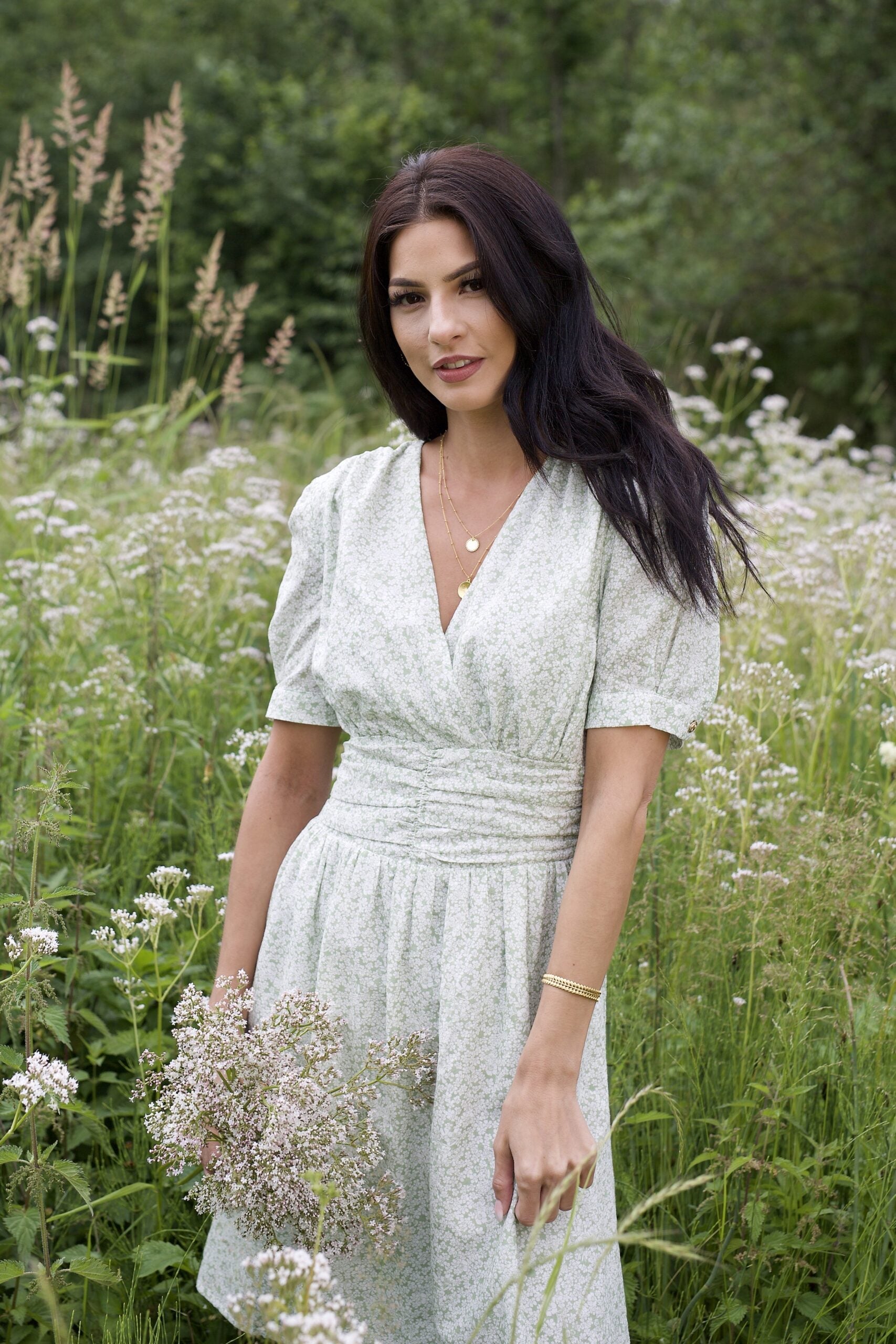 SS21 - Wilma kjole grønn blomstret