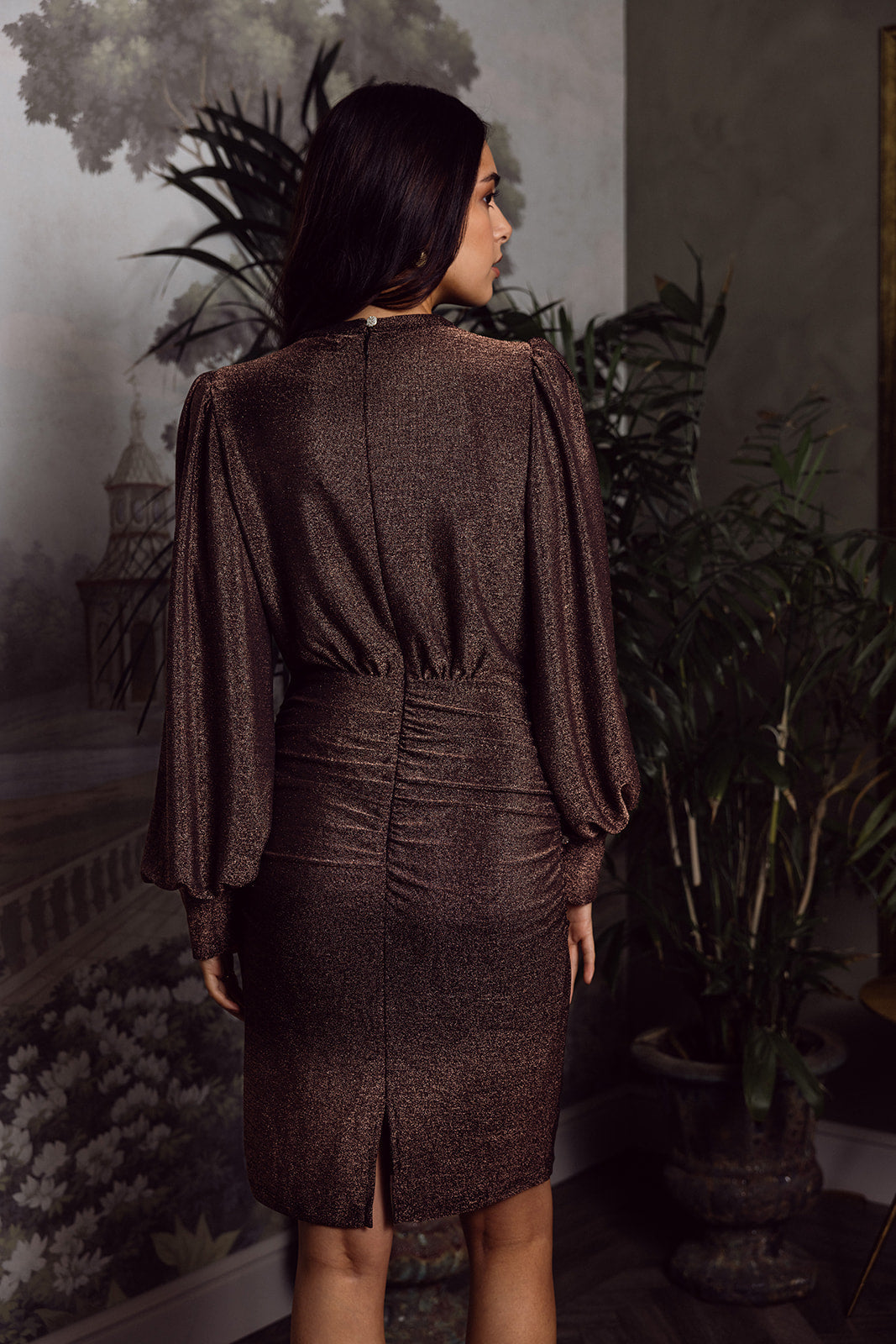 Ines short dress brown