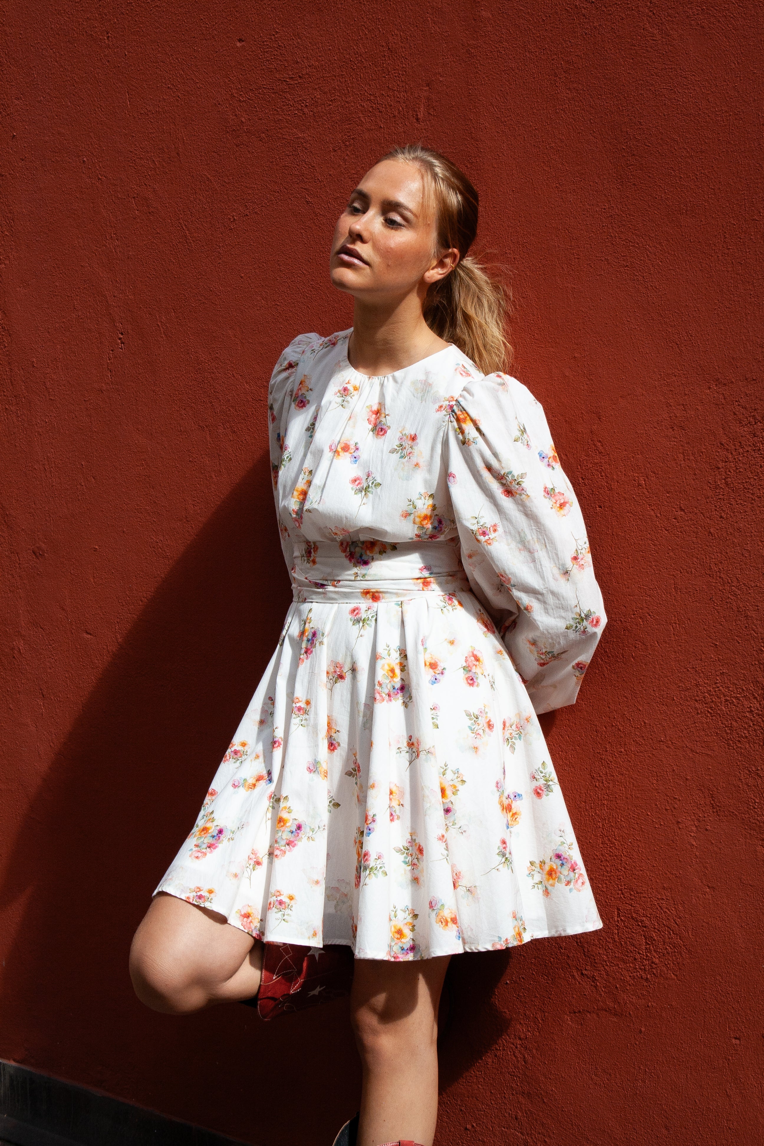 Lise dress white print