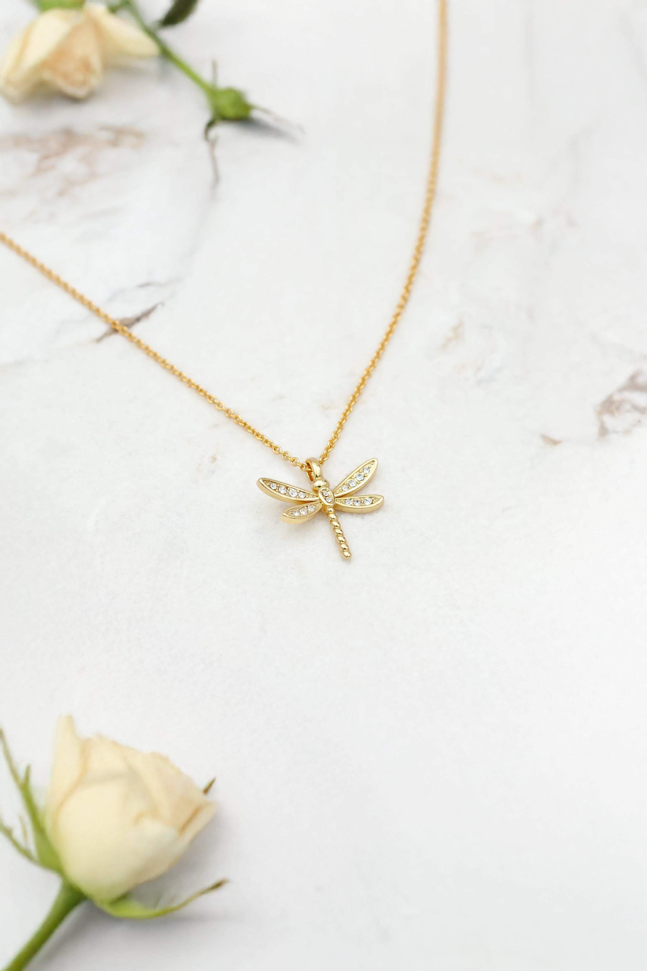 Crystal dragonfly necklace