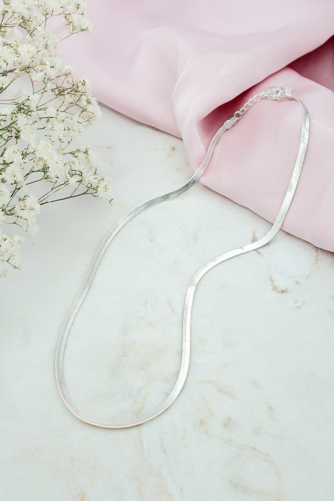 Snake chain necklace slim silver