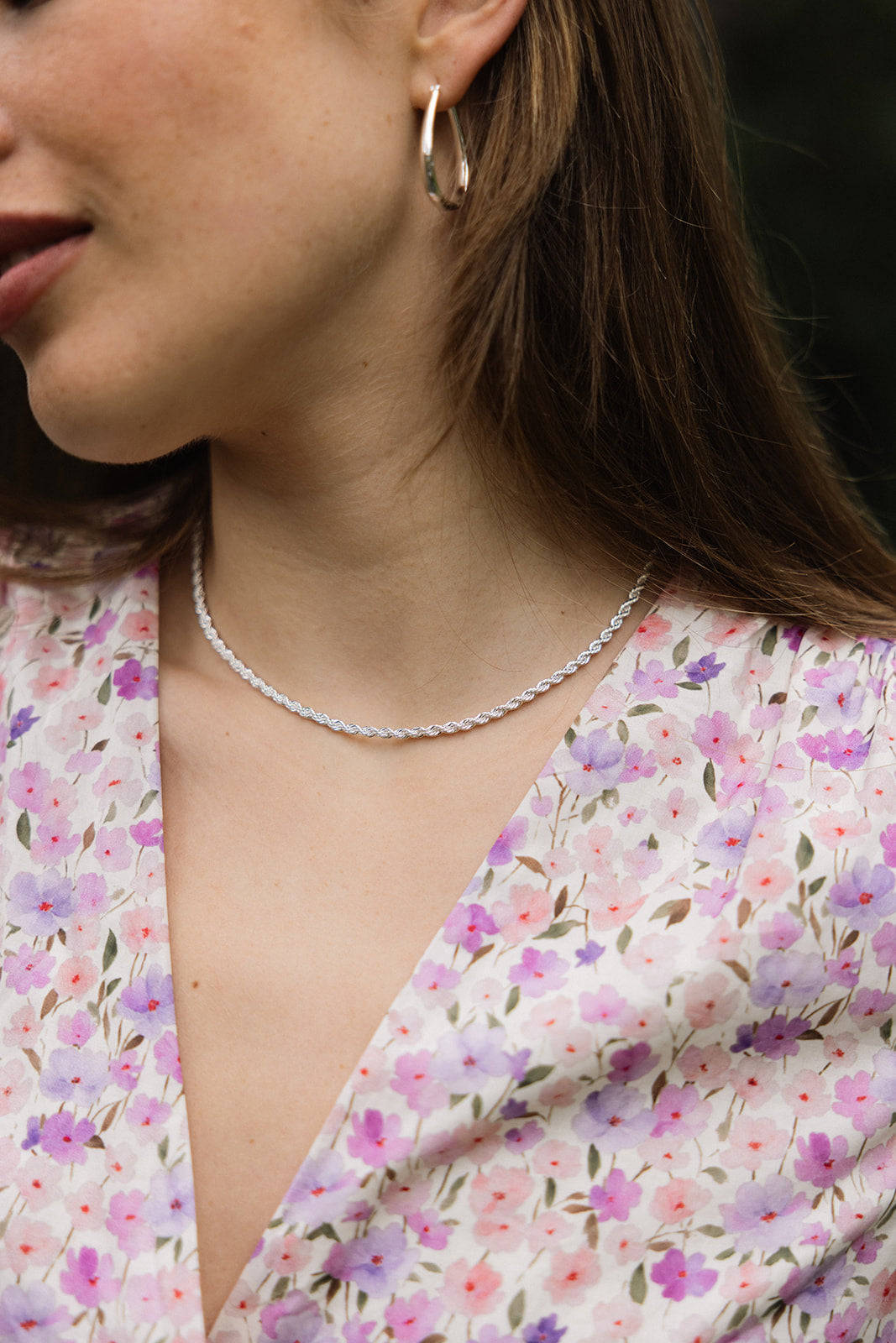 Twisted necklace thin silver