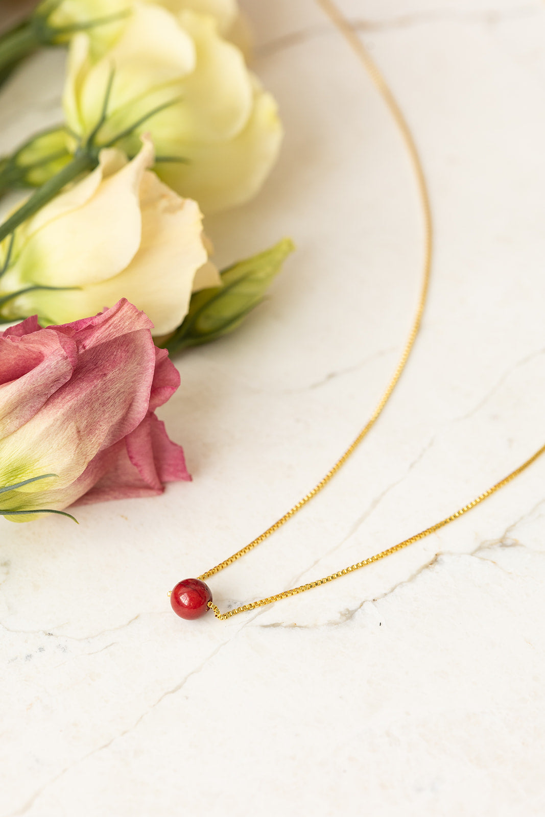 Serenity necklace red coral